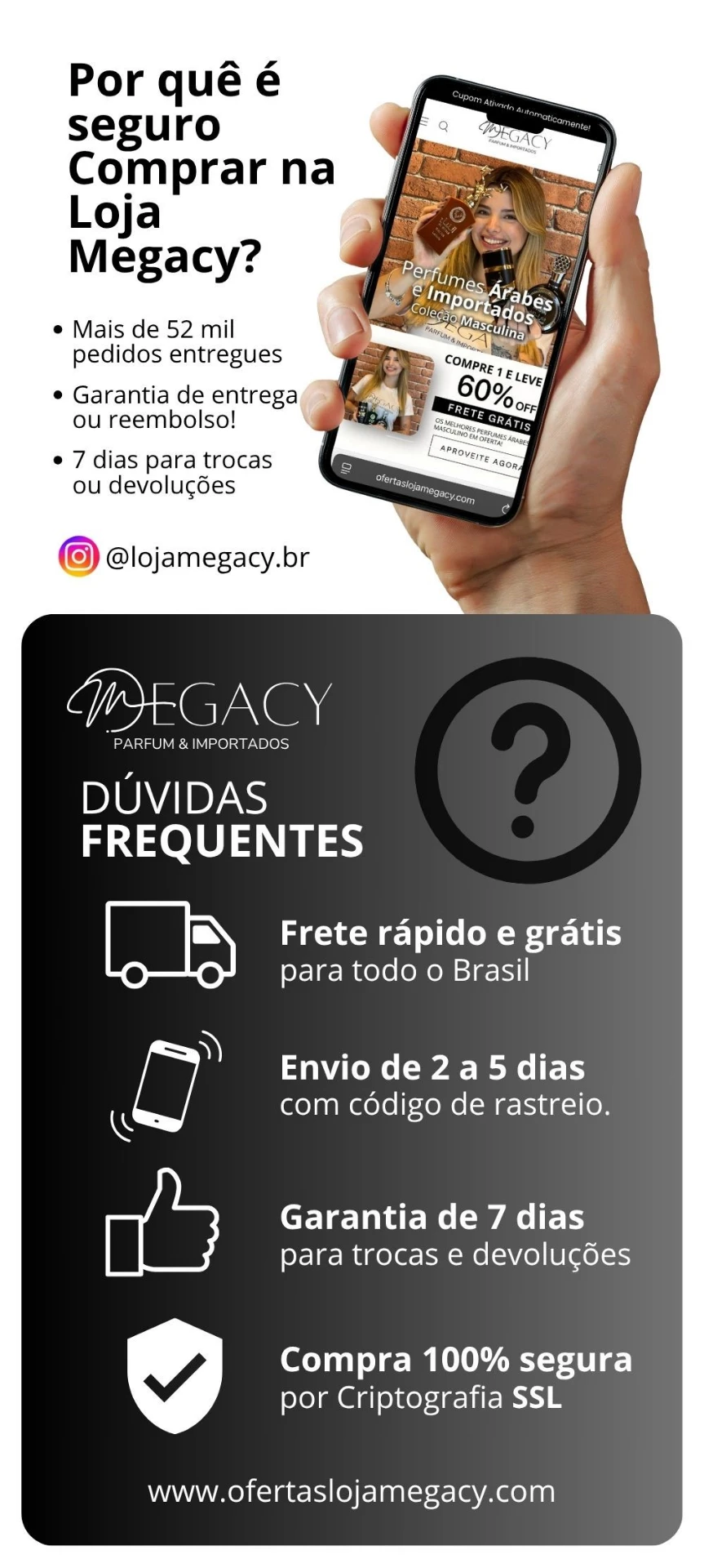 Por que é seguro comprar na Loja Megacy — segurança, envio e garantia